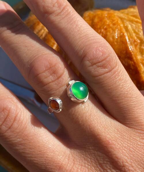ANILLO PLATA ONIX VERDE CORNALINA