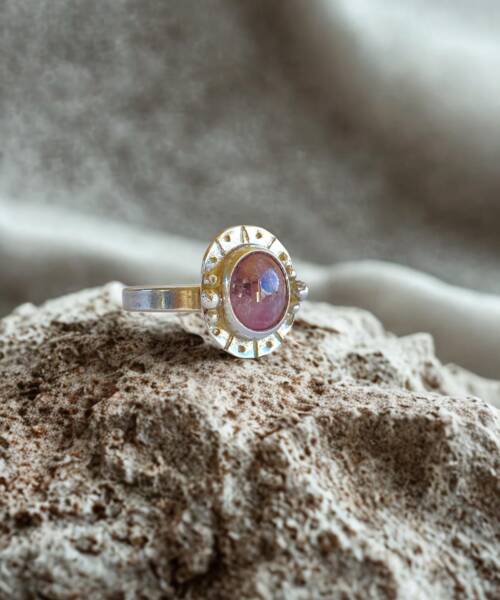 ANILLO RELIQUIA PLATA 925 TURMALINA ROSA