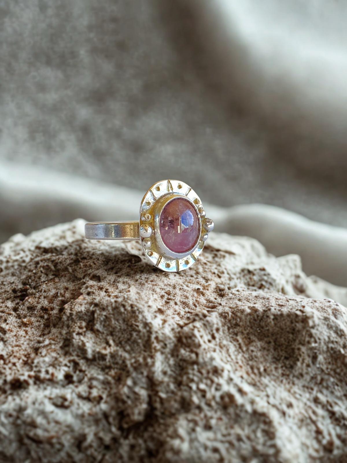 ANILLO RELIQUIA PLATA 925 TURMALINA ROSA