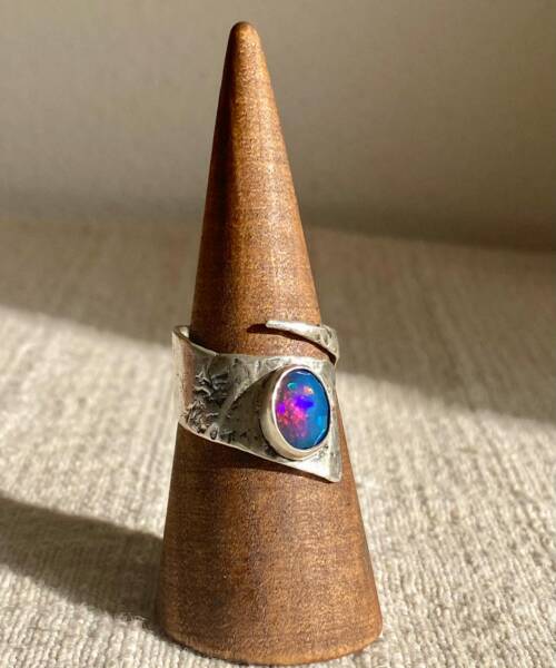 ANILLO PLATA RETICULADA OPALO NEGRO