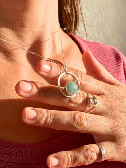 colgante plata aguamarina anillo plata cuarzo ahumado