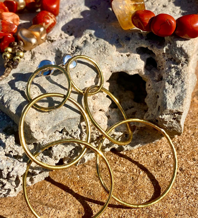 pendientes plata y laton collar piedras